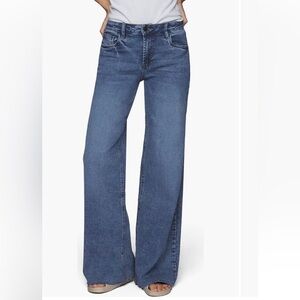 Hint of Blue raw hem wide leg jean
